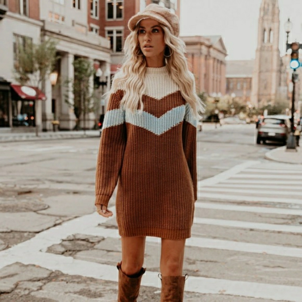 Chevron sweater dress
